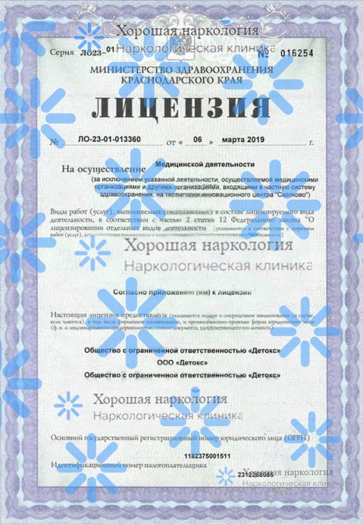 Лицензия от 06 марта 2019 г.